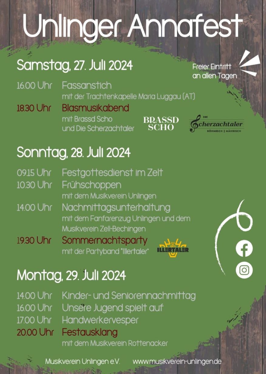 Unlinger Annafest vom 27. bis 29. Juli 2024