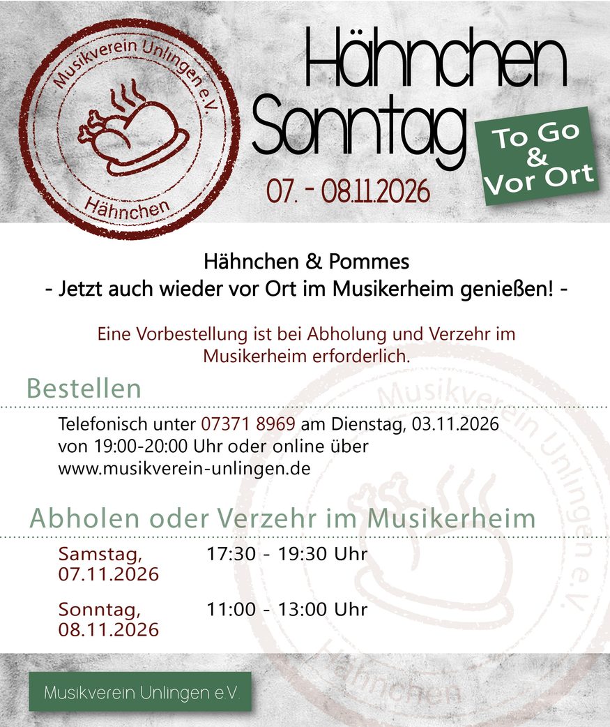 Hähnchensonntag im Musikheim Unlingen