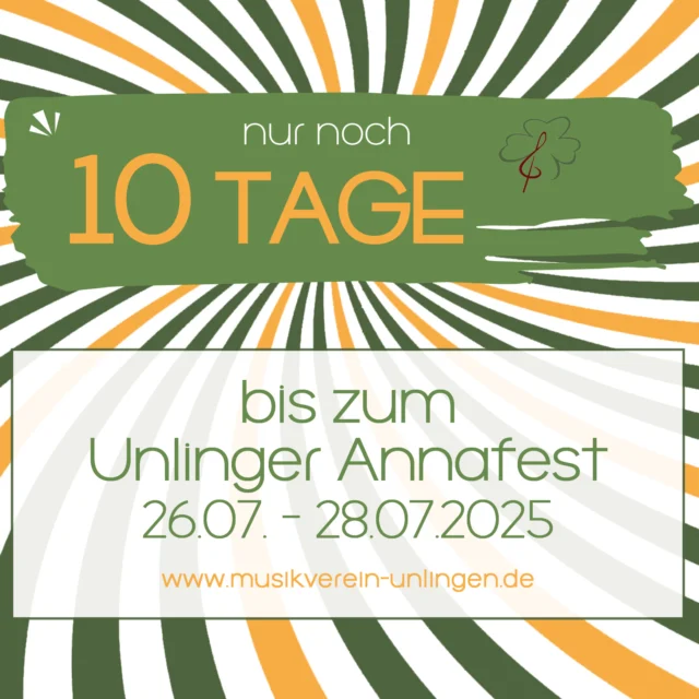 🎉 Nur noch 10 Tage bis zum Annafest!
Die Vorfreude steigt – seid ihr bereit? 🍻🎪

Tickets für den Hurrikan der Blasmusik: www.hurrikanderblasmusik.de/shop💰